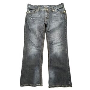 Seven7 Jeans Men 36x30 Blue Dark Wash Bootcut Distressed Flap Pocket Denim Pants